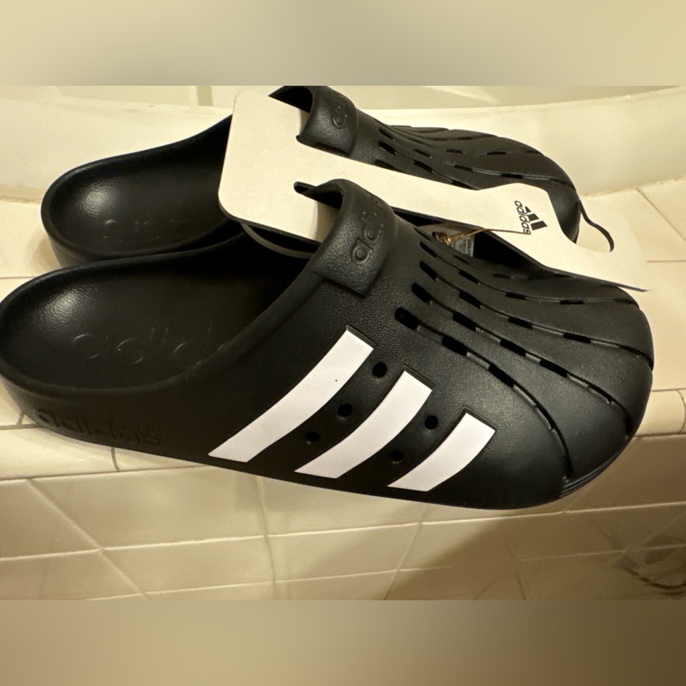 adidas Adilette Clog Black Cloud White Black Slip On GZ5886 Men's Sandals Sz 13